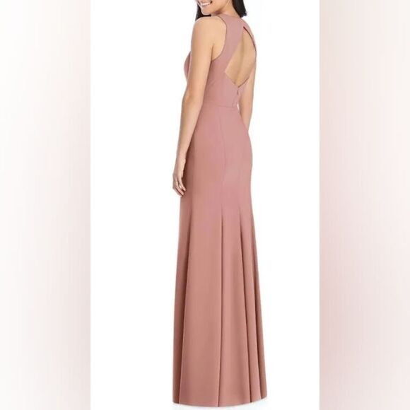 NWT Dessy Collection Desert Rose Crepe Open Back maxi Gown size 4 - Picture 2 of 14